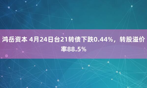 鸿岳资本 4月24日台21转债下跌0.44%，转股溢价率88.5%